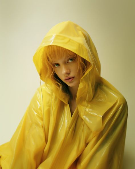 Rain Coats, Vinyl Raincoat, Pvc Raincoat, Yellow Raincoat, Hooded Cloak, Rain Wear, Black Nylons, Cloak, Album Covers