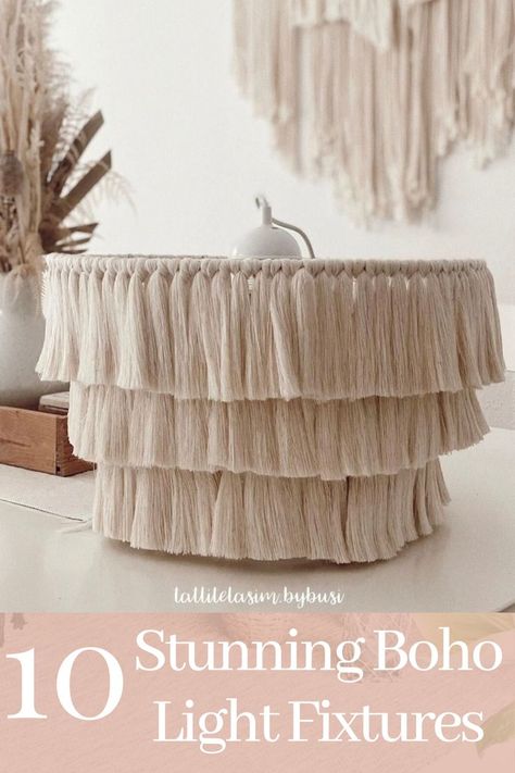 Chandelier Macrame, Tassel Lamp, Boho Light Fixture, Bohemian Chandelier, Fringe Chandelier, Macrame Light, Macrame Lamp Shade, Light Fringe, Tassel Chandelier