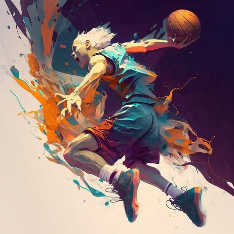 AI Art: Sports: Baskeball Art Anime Basket, Fantasy Basketball, Tech Art, Basketball Art, Sport Art, Fantasy Sports, Futuristic Art, Sports Art, Sports Anime