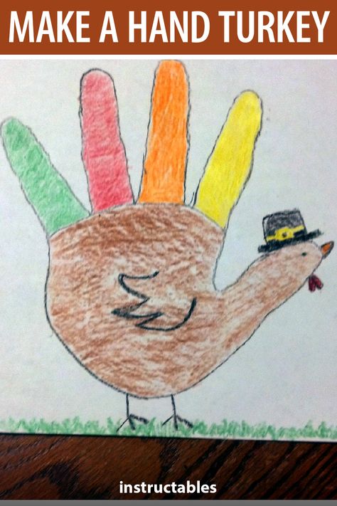 Turkey Hand Drawing, Hand Turkey Craft, Turkey Crafts Kids, Hand Turkey, Turkey Drawing, How To Make Turkey, Turkey Crafts, Thanksgiving Art, Turkey Craft