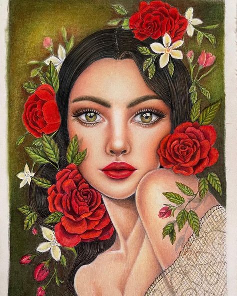 Color Pencil Sketch, Portraits Art, Space Living Room, Pencil Sketch Images, Beautiful Art Paintings, Contemporary Portrait, Female Art Painting, See Yourself, Step By Step Painting