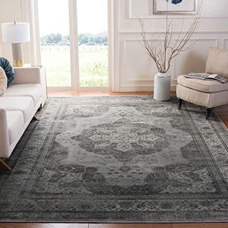 Safavieh Vintage Collection VTG158 Oriental Traditional Distressed Premium Viscose Area Rug, 9' x 12', Grey / Multi Rug Loom, Viscose Rug, Condo Living, Contemporary Bedroom Decor, Rug Size Guide, Modern Sideboard, Best Carpet, Transitional Area Rugs, Vintage Area Rugs