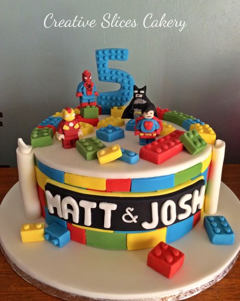 Lego Avengers Cake, Birthday Cake For 6 Year Boy, Lego Superhero Cake, Avengers Cake, Lego Avengers, Lego Birthday Cake, Marvel Cake, Superhero Birthday Cake, Cake Kids