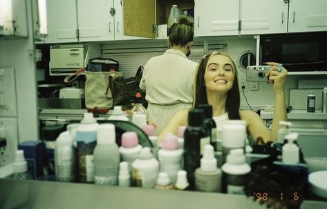 Zoey Deutch taking selfie in ‘Not Okay’ hair & makeup trailer Makeup Trailer, Taking Selfie, Zoey Deutch, Not Okay, Makeup Room, Its Okay, Behind The Scenes, Trailer, Hair Makeup