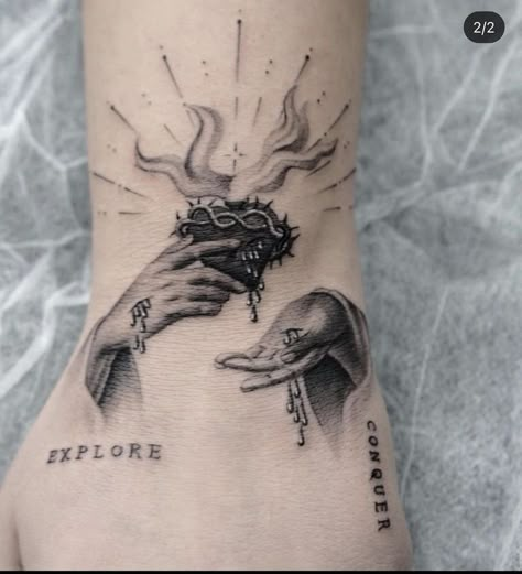 Men’s Tiny Tattoos, Order Chaos Tattoo, Catholic Tattoos For Men, Dark Whimsical Aesthetic, Catholic Tattoos For Women, Mexican Style Tattoos, Corpse Bride Tattoo, Mysterious Tattoo, Bride Tattoo