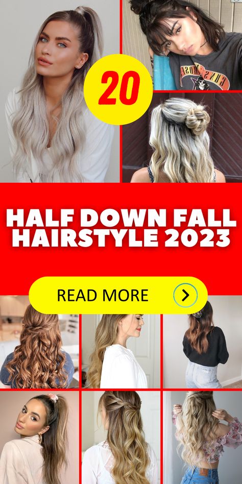 Embrace the Half Down fall hairstyle 2023 with our step-by-step guide. Perfect for those with a bob cut, this style adds a unique twist to your autumn look.For curly-haired beauties, the Half Down fall hairstyle 2023 is a must-try. Suitable for brunettes, it's an easy and stylish way to enhance your curls this autumn. Hair Trends For 2023, Hairstyle 2023, Half Top Knot, Daily Hair Routine, Wedding Brides, Loose Hair, Autumn Look, Fall Hair Trends, A Bob