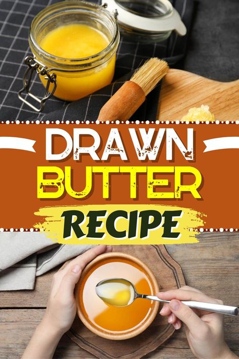 This easy drawn butter recipe makes seafood even better! You can also use it on veggies or to top toasted bread. Drawn Butter Recipe, Butter Sauce For Shrimp, Butter For Lobster, Seafood Butter Sauce Recipe, Orange Butter Recipe, Seafood Butter, Seafood Sauces, Erin French, Drawn Butter