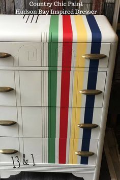 Chip It! by Sherwin-Williams – Hudson Bay...Want these colors for ... Hudson Bay Decor, Camp Decor, Hudson Bay Blanket, Dresser Painted, Country Chic Paint, Vintage Cabin, Camp Style, Camping Decor, Hudson Bay