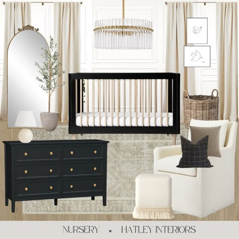 Nursery With Bay Window, Black Gender Neutral Nursery, Black White Neutral Nursery, Traditional Neutral Nursery, Contemporary Modern Nursery, Neutral Black Nursery, White Crib Black Dresser Nursery, Modern Black Nursery, Charcoal Crib Nursery