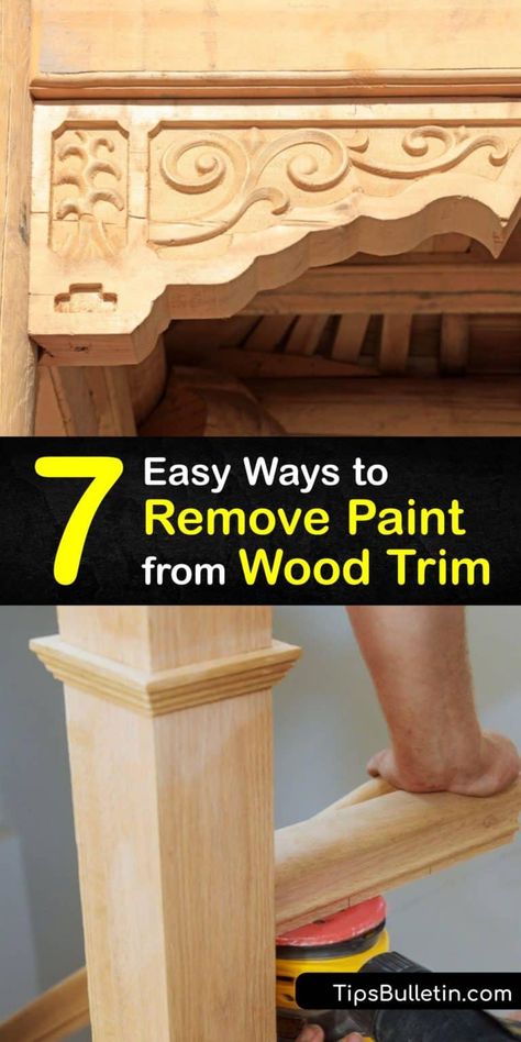 7 Easy Ways to Remove Paint from Wood Trim Remove Paint From Wood Trim, Stripping Paint From Wood, Wood Bleaching, Removing Paint From Wood, Stains Out Of Carpet, Wood Window Trim, Baseboard Cleaner, Entry And Dining Room, How To Remove Paint