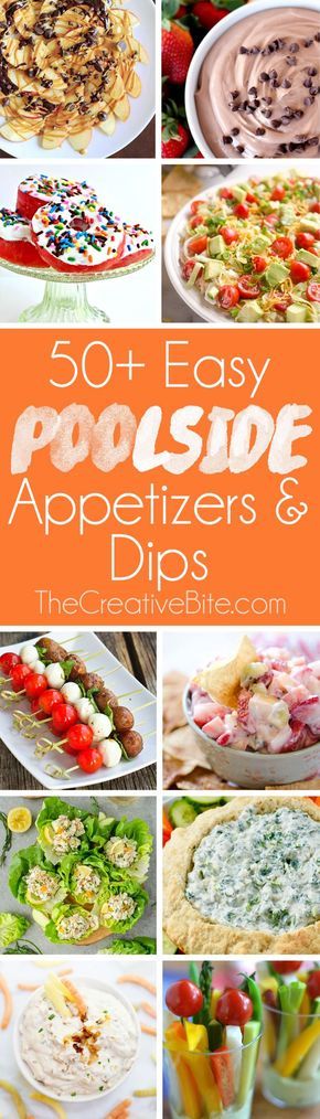 50+ Easy Poolside Appetizers & Dips are a collection of delicious recipes perfect for a hot summer day chilling by the water. No one wants a hot and heavy dish when it is blazing hot outside, but these lighter recipes are perfectly refreshing. From sweet or savory dips to finger food and skewers, you are sure to find a great appetizer for your next outdoor party!  #Summer #Appetizers #dips Appiterzers Easy Recipes Cold, Appetizers For Outdoor Party, Outdoor Appetizers For A Crowd, Fancy Tapas, Vegetables Dip, Crescent Roll Recipes Appetizers, Wonton Wrapper Recipes Appetizers, Poolside Appetizers, Appetizers And Dips