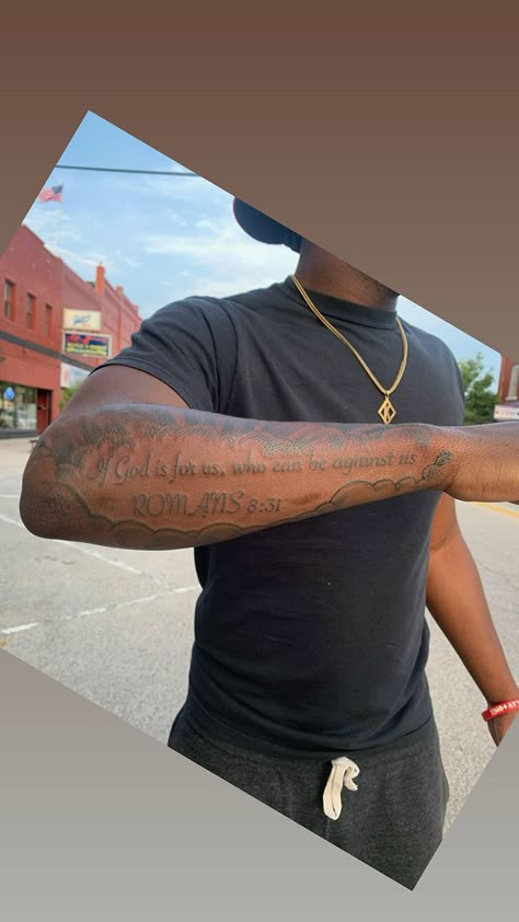 Roman’s 12:21 Tattoo, Follow God Tattoo, Roman’s 5:3-4 Tattoo, Men’s God Tattoos, Romans 5:3-5 Tattoo, Roman’s 8:31 Tattoo, Christianity Tattoos For Guys, Roman Forearm Tattoo, Christian Arm Tattoo Men