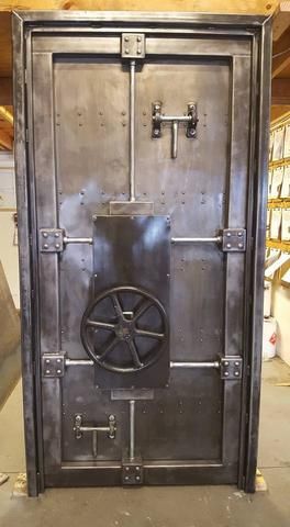 #027ST - Custom Vintage Industrial Vault Door • Industrial Style Décor by Industrial Evolution Furniture Co. Industrial Apartment Decor, Porte In Ferro, Industrial Interior Style, Industrial Apartment, Vault Doors, Industrial Style Decor, Loft Stil, Vintage Industrial Decor, Industrial Design Furniture