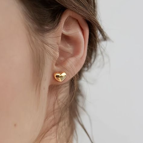 Faster shipping. Better service Gold Heart Earring, Love Earrings, Silver Heart Earrings, Heart Shaped Earrings, Heart Studs, Girly Jewelry, Stunning Earrings, Heart Earrings Studs, Girls Earrings