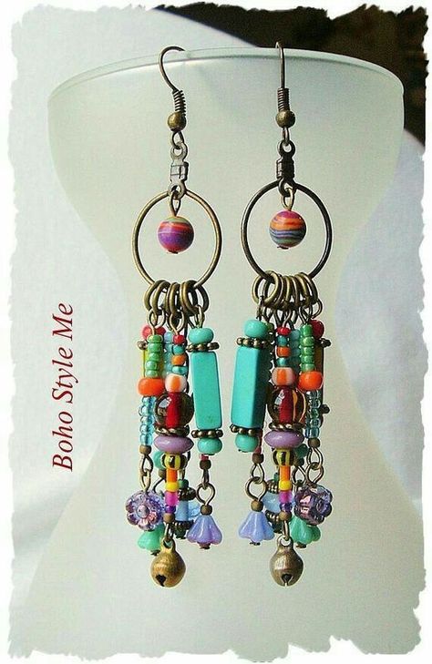 Afrikaanse Mode, Beaded Earrings Diy, Boho Style Earrings, Earrings Inspiration, Styl Boho, Wrapped Jewelry, Bijoux Diy, Fun Earrings, Beaded Jewelry Diy