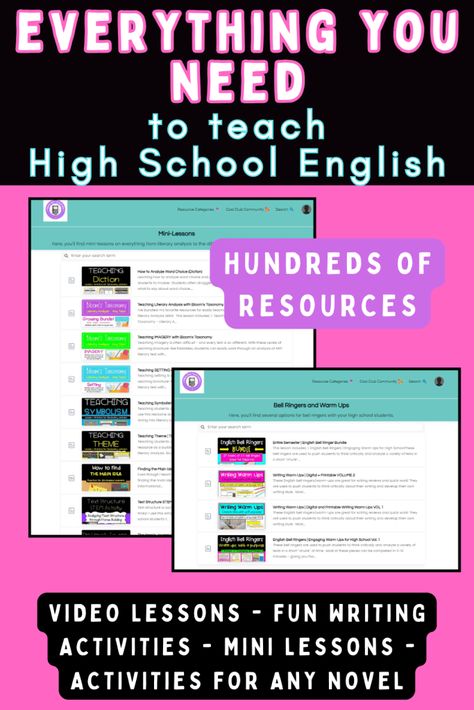 creative-high-school-english-lessons Teaching Characterization High School, High School Esl Activities, Esl High School, High School English Classroom Decor, Hs Classroom, English Middle School, High School Science Classroom, High School English Lesson Plans, High School Esl