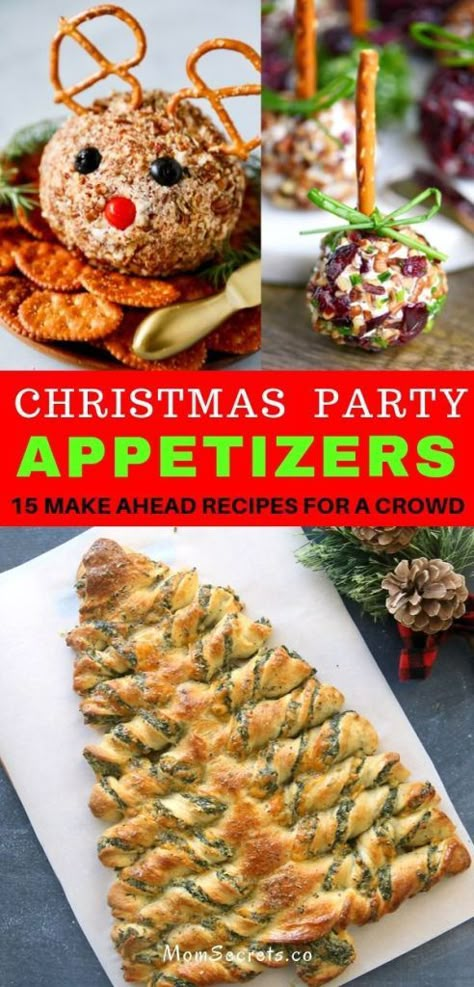 These are my favorite make-ahead Christmas Appetizers to feed a crowd. These 15 ideas will keep your holiday party moving. #christmasappetizers Make Ahead For A Crowd, Christmas Appetizers Recipes, Make Ahead Christmas Appetizers, Christmas Party Appetizers, Holiday Appetizers Christmas, Christmas Potluck, Christmas Appetizers Party, Appetizers Christmas, Christmas Recipes Appetizers