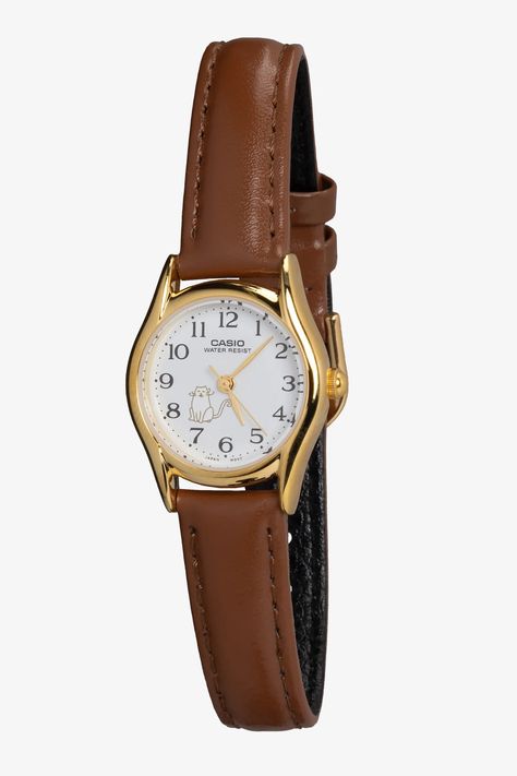 WCHAMEOW - Casio Women's Cat Leather Watch – Los Angeles Apparel Casio Watch Women, Classy Watch, Cute Watches, Vintage Watches Women, Watch Repair, Hand Watch, Jewelry Lookbook, Classic Watches, Dream Jewelry