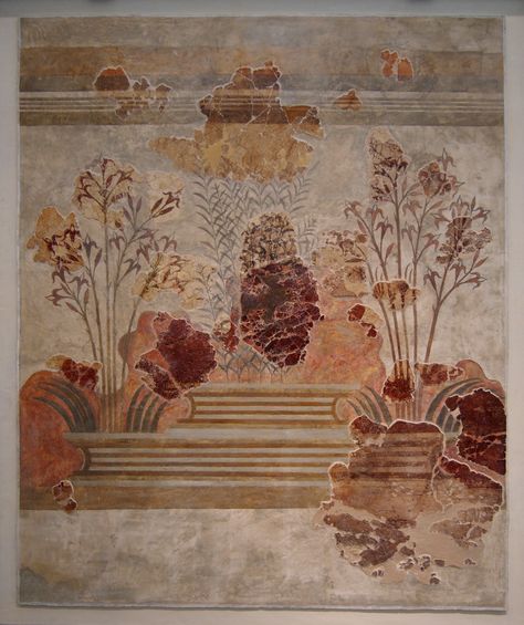 bronze-age-aegean: “ Lily fresco. 1500 BC. Found in “House of the Lilies” at Amniso, Crete. Currently in the Heraklion Archaeological Museum. Photo by C messier ” Minoan Art, Ancient Kingdom, Heraklion, Wall Paintings, Greek Art, Bronze Age, Crete, Ancient Art, Atlantis