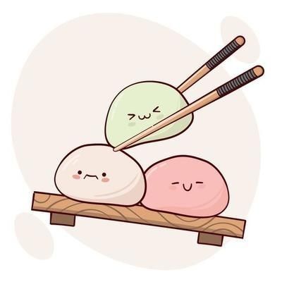 Illustration Japanese, Sakura Mochi, Food Kawaii, Funny Kawaii, Food Cartoon, Japanese Drawings, Doodle Cartoon, Cute Food Drawings, Japanese Cartoon