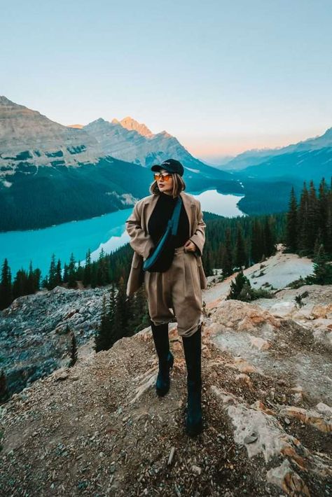 Visiting Stunning Peyto Lake in banff, Canada Your Ultimate Guide Banff Photoshoot, Peyto Lake, Travel Aesthetics, Canada Trip, Cheap Places To Travel, Banff Canada, Travel Capsule Wardrobe, European Vacation, Lake Louise