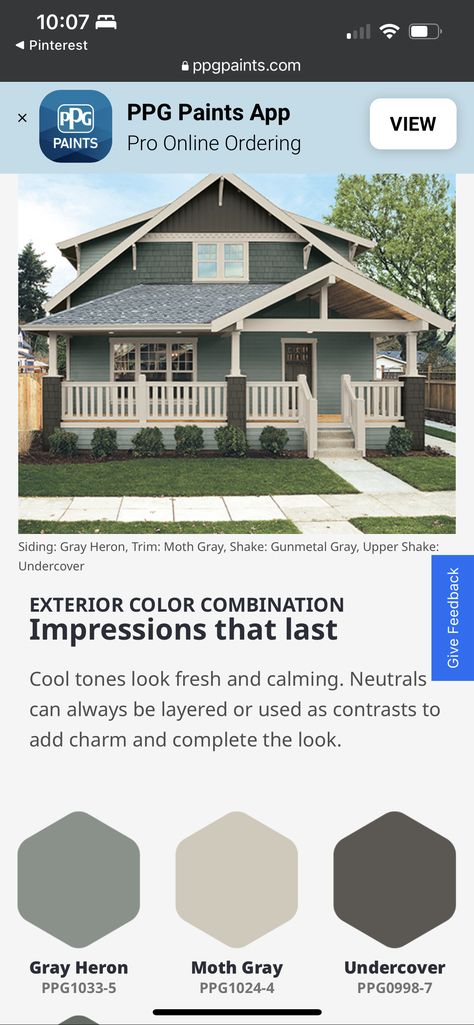 Ppg Exterior House Colors, Ppg Paint Colors Exterior, Ppg Gray Heron, French Grey Linen Ppg, Gray Heron Paint Color Ppg, Glidden Fossil Grey, Ppg Silver Dollar Paint, Gray Green Wetland Paint Glidden, Gray Heron