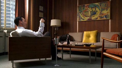 i love Don Draper's office in Mad Men. Mad Men Furniture, Mad Men Interior Design, Mad Men Office, Mad Men Decor, Male Living Space, Mid Century Office, 1960s Furniture, Mad Men Fashion, Don Draper