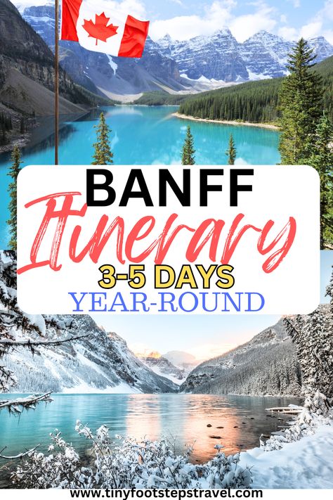 Banff is one of the most beautiful destinations in Canada. In this article I highlight the perfect 3-5 day itinerary for you to enjoy no matter what season you visit. What To Do In Banff Canada, 3 Days In Banff, Banff Canada In October, Canada Travel Itinerary, Banff In April, Where To Stay In Banff Canada, Banff In March, Banff Itinerary September, Bamf Canada