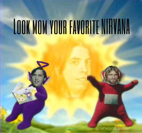 #nirvana #teletubbies #funny #snl #band #grunge #90s Nirvana Meme, Teletubbies Funny, Nirvana Funny, Nirvana Members, Nirvana Pictures, Curco Vein, Kurt Cobain Photos, Nirvana Music, Nirvana Kurt Cobain