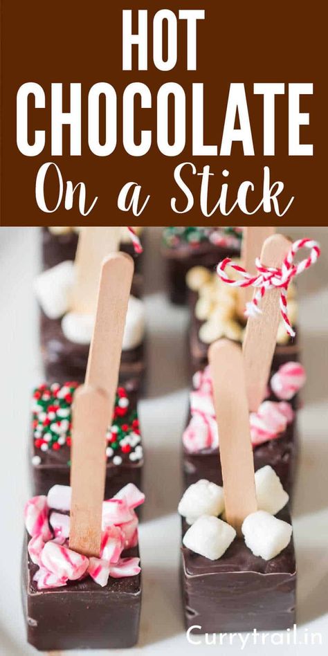 Gift your friends and family a perfect DIY cute holiday gift with these hot chocolate sticks. You can now make delicious, creamy hot chocolate with endless flavoring and topping options. #hotchocolatesticks #hotchocolate #hotcocoa #DIYgifts #homemadegifts #holidaygifts #Christmasgifts Christmas Hamper Ideas Homemade, Easy Hot Cocoa Recipe, Hot Chocolate Sticks, Hot Chocolate On A Stick, Chocolate Cube, Hot Chocolate Stirrers, Cup Of Hot Cocoa, Diy Hot Cocoa, Diy Hot Chocolate