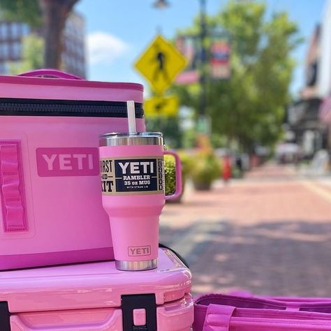 Bicycle World-Outdoor Shoppe on Instagram: "She’s here!!! 💕💕  New Power Pink Yeti coolers, ramblers, bags and more are now available!!   #powerpink #yeti" Yeti Aesthetic, Pink Yeti Cooler, Pink Camping, Pink Yeti, Pink Cooler, Yeti Cooler, Yeti Coolers, Pink Stuff, Pink Girly Things