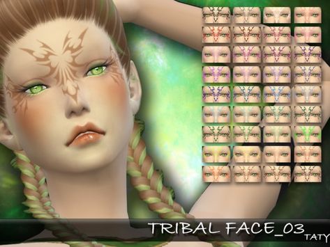 tatygagg's [Ts4]Taty_TribalFace_03 Chokers For Kids, Elf Tattoo, Elf Face, Ts4 Mods, Sims 4 Cas Mods, Sims 4 Cc Shoes, Cc Sims4, Sims 4 Cc Skin, Sims 4 Cc Makeup