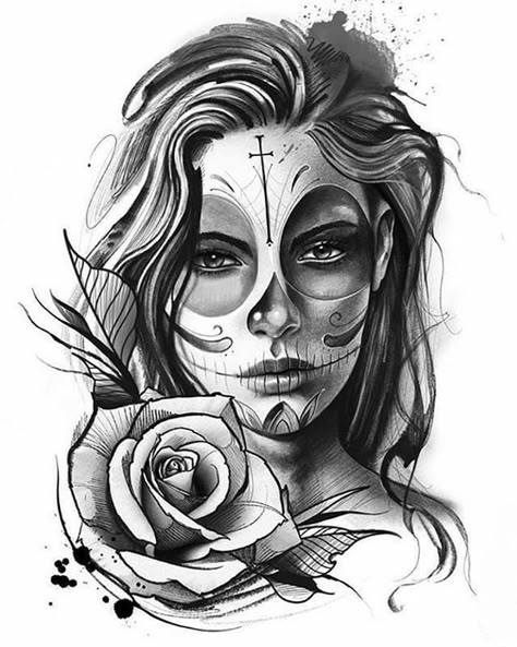 Catrina Tattoo, Tattoo Studio, Black And Grey, Grey, Pins, Black