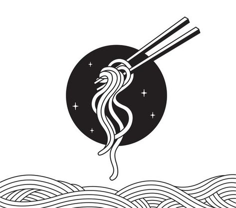 Spicy Ramen Noodles, Noodle Doodle, Noodle Art, Vietnam Tattoo, Japanese Ramen Noodles, Food Tattoos, Doodle Background, Japanese Logo, Japanese Drawings