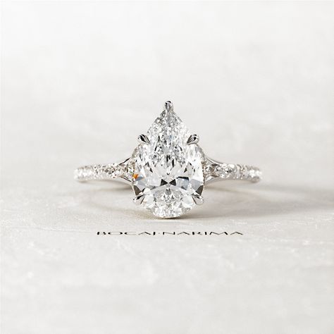 2 Carat Pear Moissanite Nature Inspired Engagement Ring ⍟ The ring size shown in the pictures is 6 US. ★ Settings ☆ Metal - 14K / 18K Solid Gold / Platinum ☆ Gold Color - Rose / White / Yellow ★ Main Stone ☆ Type - BN Certified Premium Moissanite ☆ Diamond Equivalent Weight - 2 Carat / 10x7mm ☆ Shape - Pear ☆ Color - D-E-F ☆ Clarity - VVS ☆ Lifetime warranty by Bocaj Narima ★ Side Stones ☆ Type - Lab Grown Diamonds ☆ Total Carat Weight - approx 0.28 Carat ☆ Shape - Round & Marquise ☆ Color - F ☆ Pear White Gold Engagement Ring, Pear Engagement Ring Side Stones, Pear Engagement Ring Diamond Band, Pear Engagement Ring Silver Band, Pear Engagement Ring Big, Moissanite Engagement Ring Pear, Pear Silver Engagement Ring, Pear Engagement Ring Vintage, Pear Shape Rings