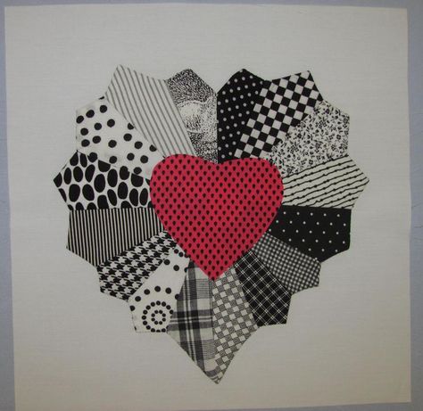 This free quilt pattern is called the “Dresden Heart”.  Just lovely. Necktie Quilts, Dresden Plate Patterns, Necktie Quilt, Memory Ideas, Dresden Plate Quilts, Dresden Quilt, Tie Ideas, Dresden Plate Quilt, Heart Quilt Pattern