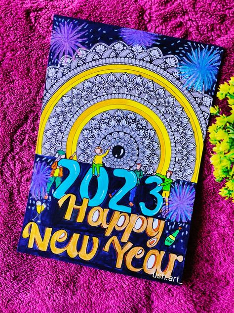 New Year Mandala New Year Mandala Art, Mandala Art Ideas, Square Grid, Sketch Ideas, Hand Painting Art, Hand Painting, Mandala Design, Mandala Art, Painting Art