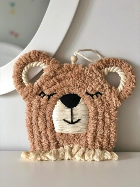 Brown Teddy Bear Design Macrame Handmade Wall | Etsy | Teddy bear design, Brown teddy bear, Macrame patterns Crochet Christmas Ideas, Crochet Ideas For Beginners, Etsy Macrame, Macrame Nursery, Pola Macrame, Rainbow Mobile, Macrame Baby, Macrame Mirror, Teddy Bear Design