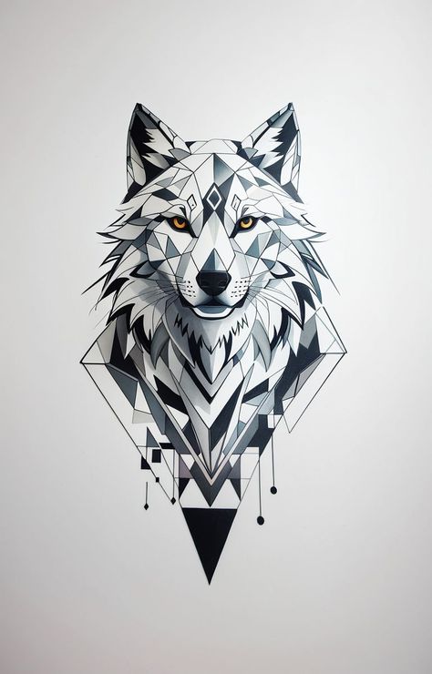 Wolf Drawing Tattoo, Simple Tattoo Ideas, Geometric Wolf Tattoo, Spiritual Tattoo, Wildlife Tattoo, Geometric Art Animal, Tier Tattoo, Tattoos Simple, Wolf Tattoo Sleeve