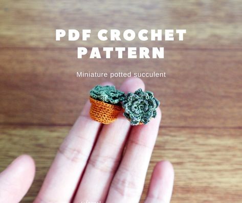 Crochet Succulent Keychain, Crochet Mini Succulent, Crochet Small Succulent Pattern Free, Crochet Terrarium, Crochet Succulent Pillow, Crochet Mini Plant, Cactus En Crochet, Crochet Dollhouse, Succulent Pattern