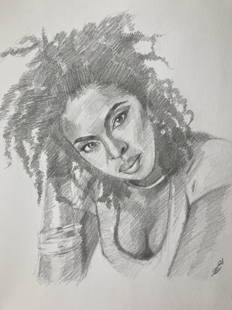 Lauryn Hill Sketch, Lauryn Hill Artwork, Black Women Sketches Pencil, Lauren Hill Drawing, Black Woman Drawing Pencil, Sketches Of Black Women, Lauryn Hill Drawing, Lauryn Hill Art, London Drawing