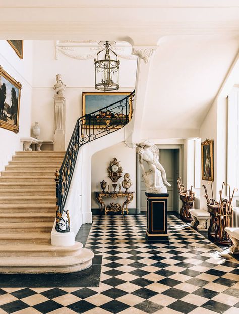 Timeless Interiors, Exit Strategy, Historic Houses, Herons, Antique Interior, French Interior, Fish Pond, Grand Staircase, Entrance Hall