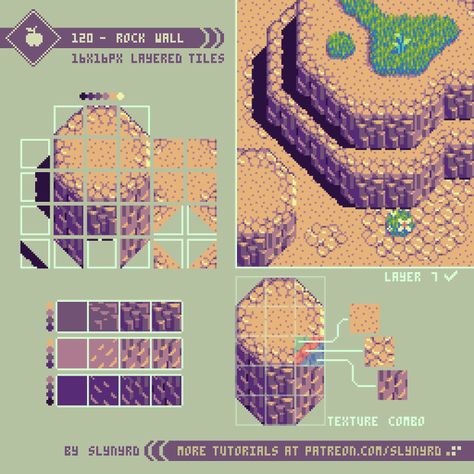 Tutorial - 120 - Rock Wall | Patreon How To Pixel Art, Piskel Art, Pixel Animation, Pixel Art Tutorial, 8bit Art, Cool Pixel Art, Video Game Design, Pix Art, Pixel Design