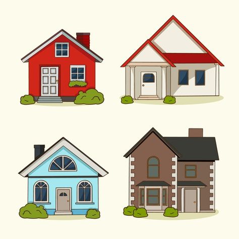 Suburban House Drawing, House Cartoon Illustrations, College Mural, House Vector Illustration, Houses Clipart, Home Architecture Styles, Open House Signs, House Cartoon, House Clipart