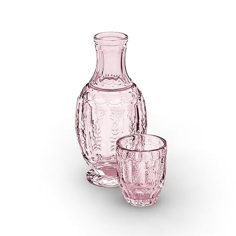 Amazon.com: Zanzer Pink/Purple Vintage Bedside Night Carafe Set with Glass Tumbler Perfect for Storing Water, Juice and Other Drinks on Desktop/Shelf : Home & Kitchen Cute Containers, Atl Apartment, House Necessities, Full Size Bedding, 1800s Home, New Home Bathroom, Cute Home Ideas, Apartment Necessities, Bedside Water Carafe