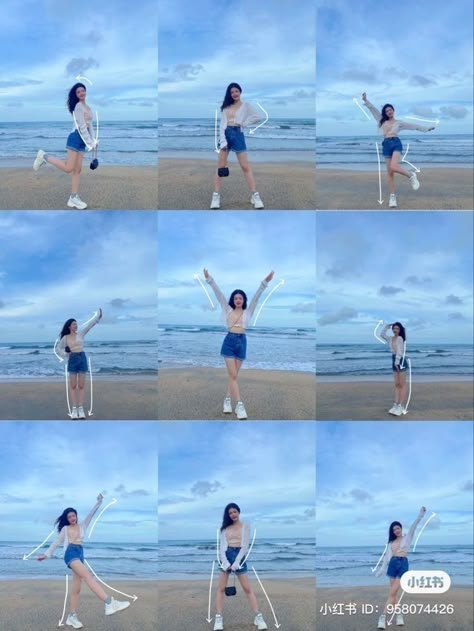 How To Post For Pictures At The Beach, Beach Cute Poses, Photo Pose On Beach, Beaches Pose Ideas, Poses For Beach Pics, Scenery Poses Photo Ideas, Photography Poses On Beach, Poses For Beach Photos, Photo Poses At Beach