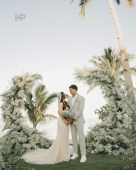 Bride and Breakfast | Philippines Wedding Blog Bride And Breakfast Philippines, Intimate Beach Wedding, Wedding Philippines, Bride And Breakfast, Philippines Wedding, Siargao, Low Centerpieces, Beach Color, Strapless Gown