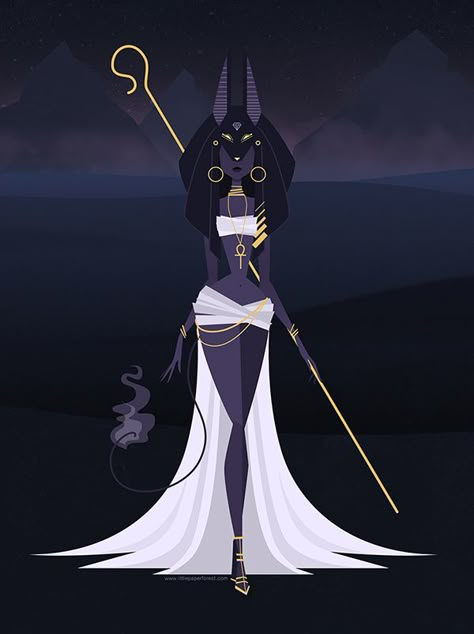 Anubis by Little Paper Forest, via Behance - this would be a hella cool cosplay Egyptian Goddess, Mythology Art, Foto Poses, Goddess Art, Afro Art, Egyptian Art, Fantasy Illustration, Black Women Art, Black Art