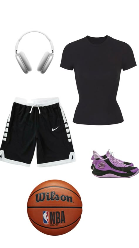 Basketball Workout Clothes, Basketball Outfit Ideas For Women, Girl Basketball Outfits, Basketball Fits For Women, Basketball Training Outfit, Basketball Outfit For Women Practice, Basketball Outfit For Women, Training Outfit Women, Basketball Shorts Women Outfit