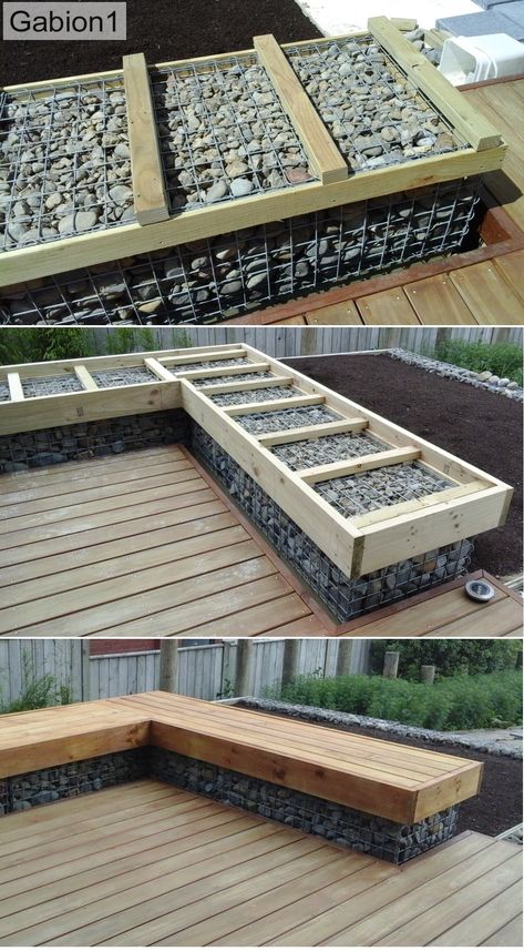 Gabion Seating, Moderne Have, Furniture Construction, Contemporary Garden Design, Contemporary Garden, Outdoor Gardens Design, Backyard Living, Backyard Garden Design, Budget Backyard